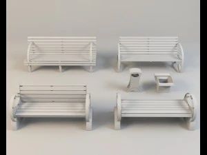benches and urns 3D Model