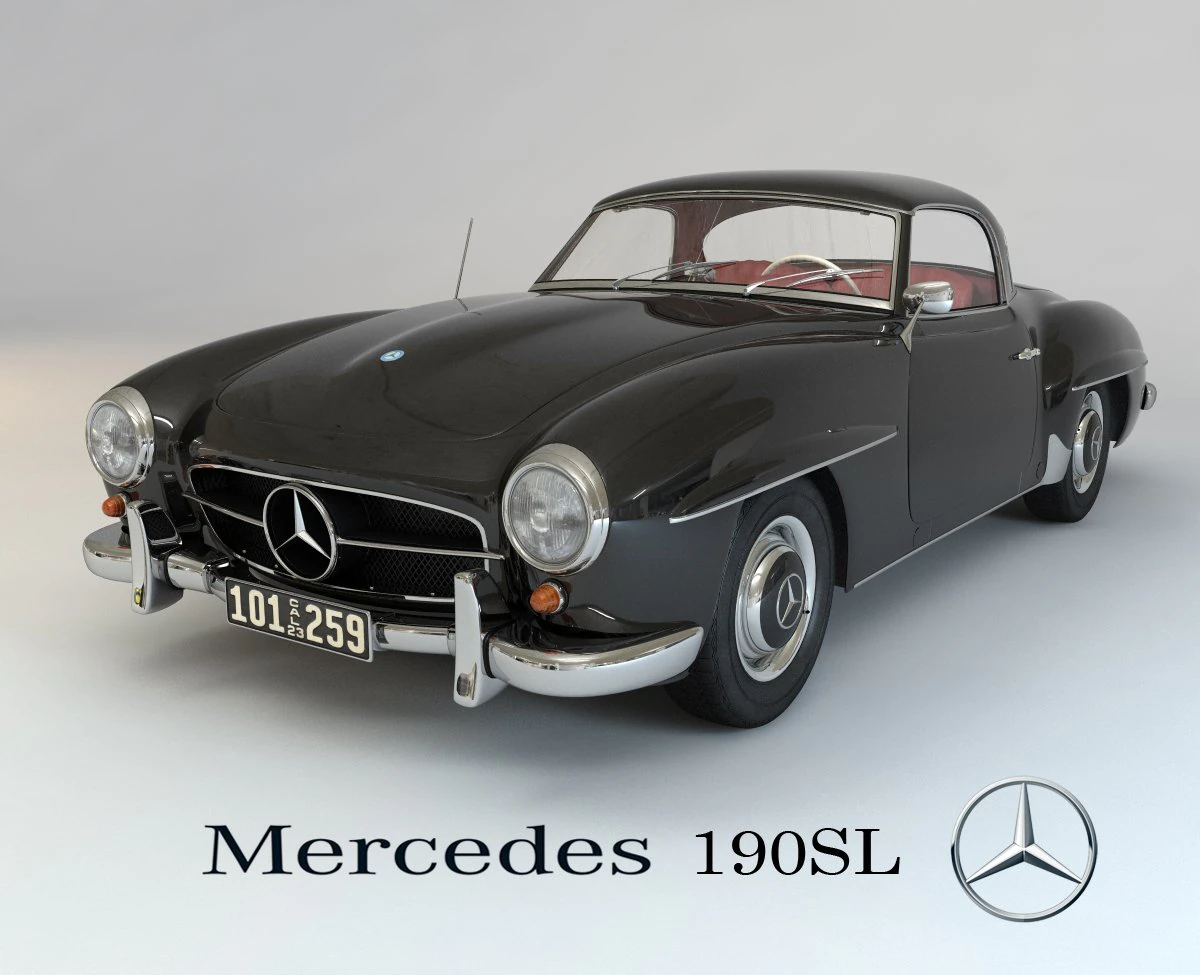 mercedes 190sl coupe 3D Model .c4d .max .obj .3ds .fbx .stl .blend 