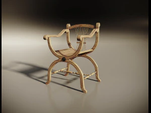 wooden chair with original back 3D Model