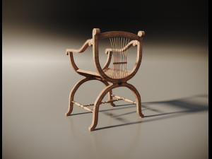 wooden chair with original back Modèle 3D