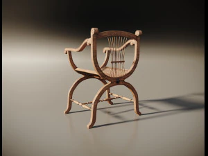 wooden chair with original back 3D Model