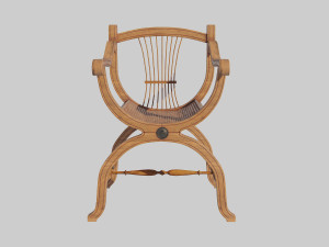 wooden chair with original back Modèle 3D