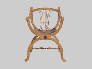 wooden chair with original back 3D Model