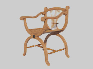 wooden chair with original back Modèle 3D