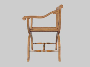wooden chair with original back 3D Model
