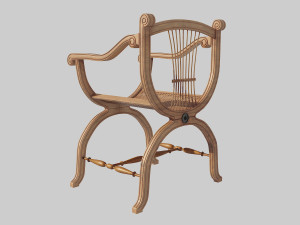 wooden chair with original back Modèle 3D