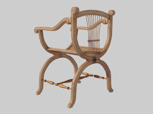 wooden chair with original back 3D Model