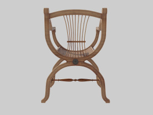 wooden chair with original back Modèle 3D