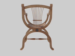 wooden chair with original back 3D Model