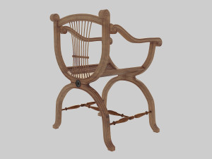 wooden chair with original back Modèle 3D