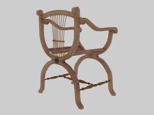 wooden chair with original back 3D Model
