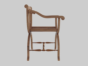 wooden chair with original back Modèle 3D