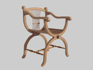 wooden chair with original back 3D Model