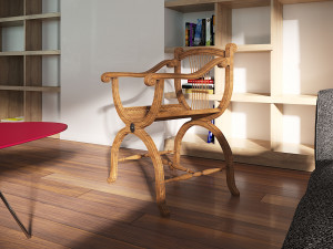 wooden chair with original back Modèle 3D
