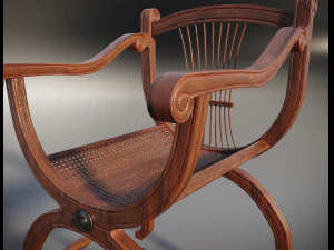 wooden chair with original back 3D Model