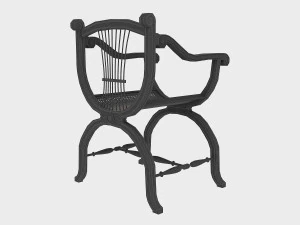 wooden chair with original back 3D Model