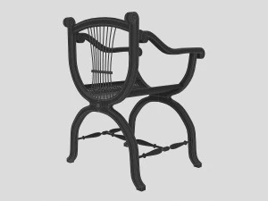 wooden chair with original back 3D Model