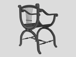 wooden chair with original back 3D Model