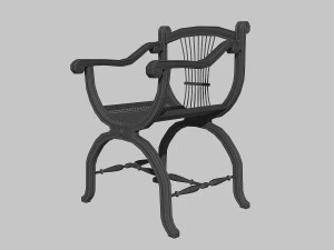 wooden chair with original back 3D Model