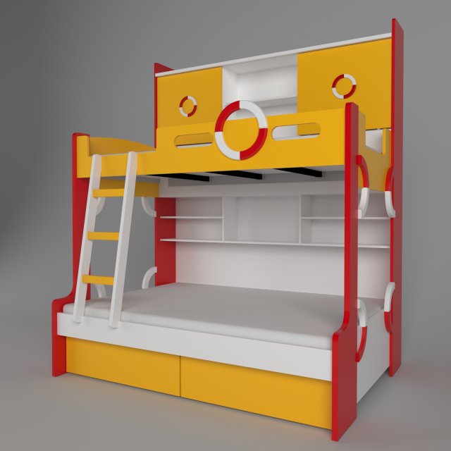 children bed 3D 모델 .c4d .max .obj .3ds .fbx .stl .blend