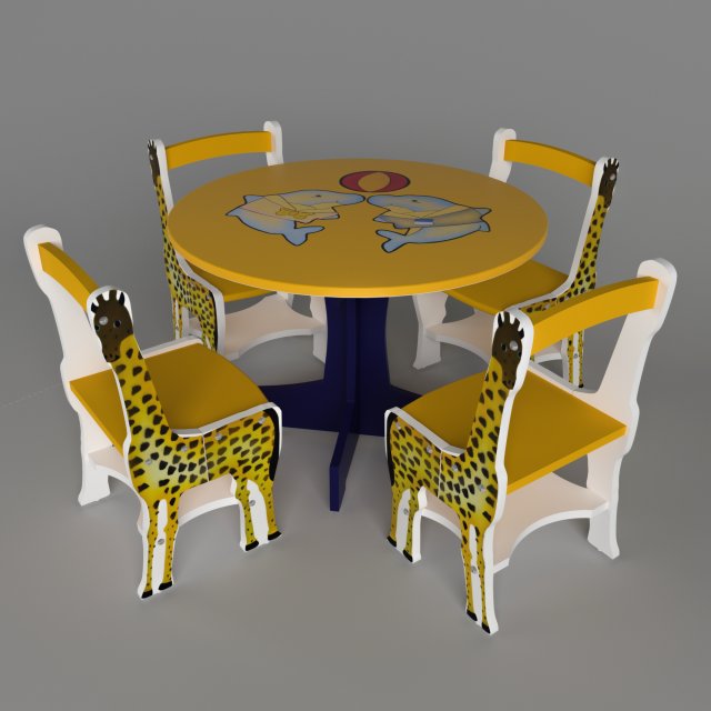 childrens table with chairs Model 3D .c4d .max .obj .3ds .fbx .stl .blend