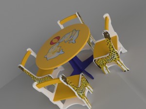 childrens table with chairs Model 3D