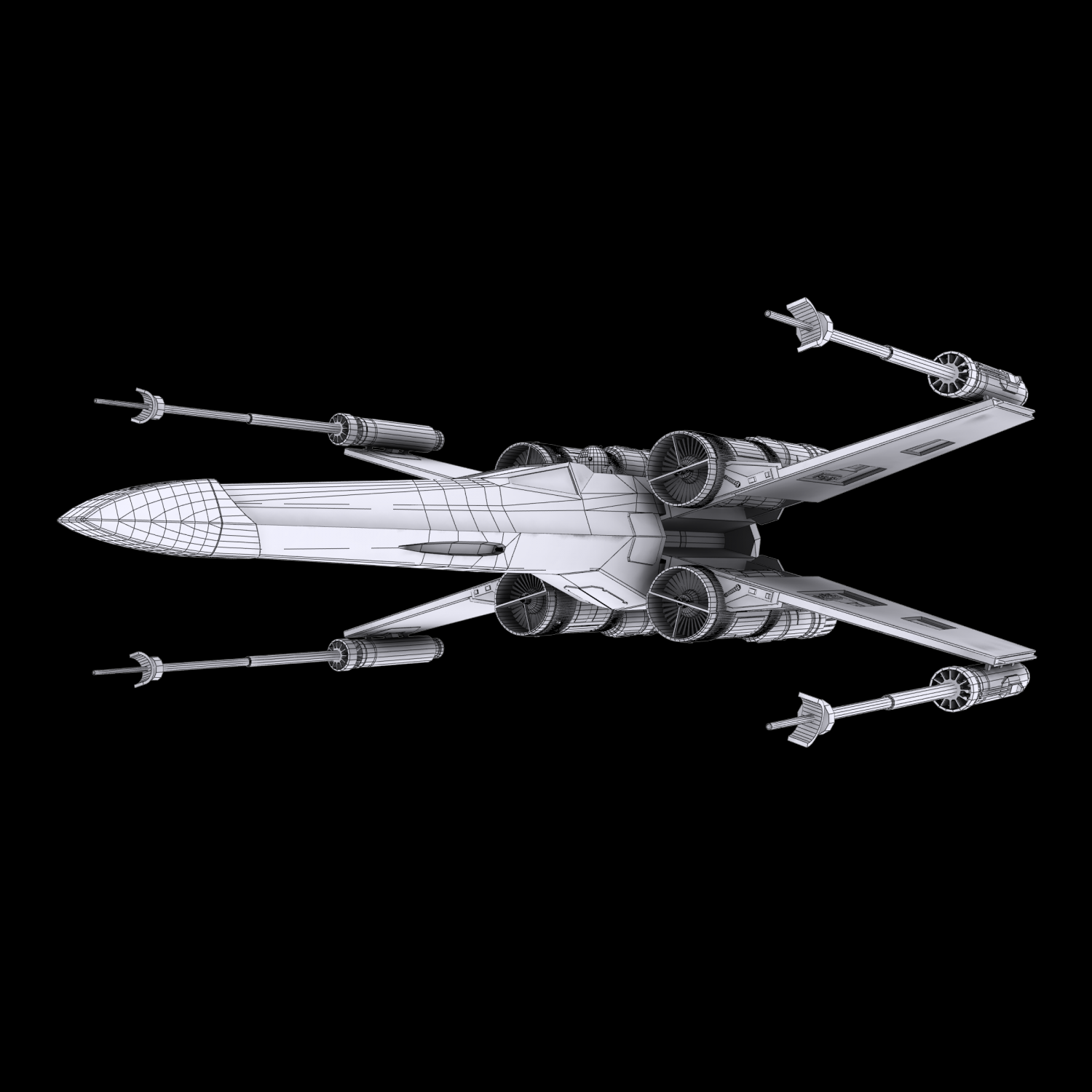 Star Wars X-Wing Fighter Black T-70 3D Model in Fantasy ...