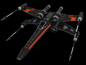 star wars x-wing fighter black t-70 3D Model