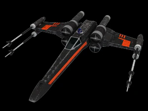 star wars x-wing fighter black t-70 3D Model