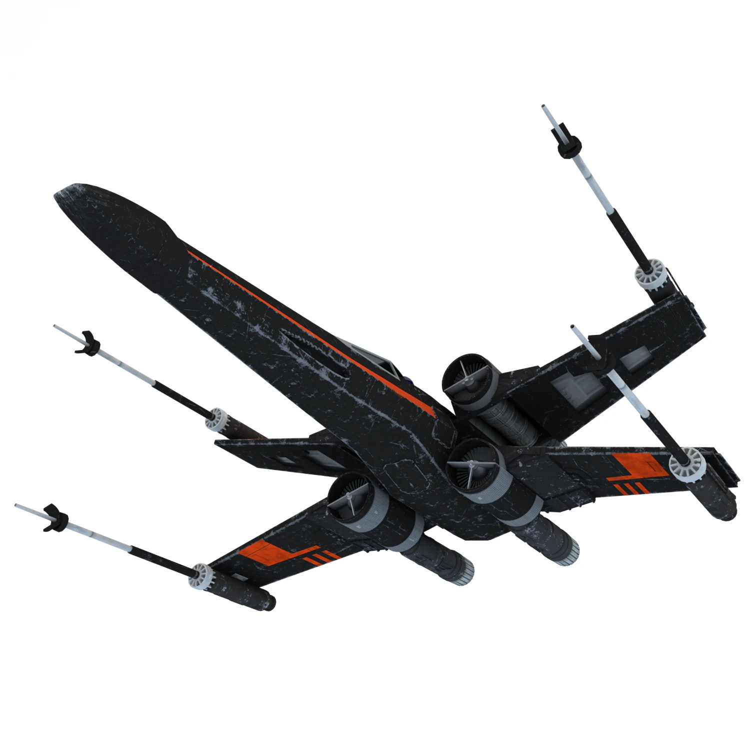star wars x-wing fighter black t-70 3D Model .c4d .max .obj .3ds .fbx .stl .blend 