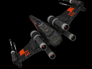 star wars x-wing fighter black t-70 3D Model