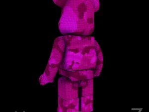 pink camouflage bearbrick 3D Model