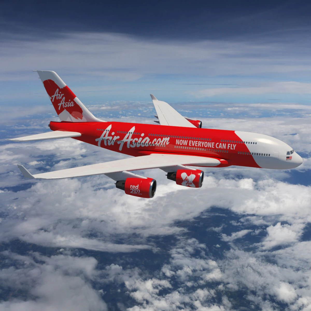 airasia a380 airbus 3D Model .c4d .max .obj .3ds .fbx .stl .blend 