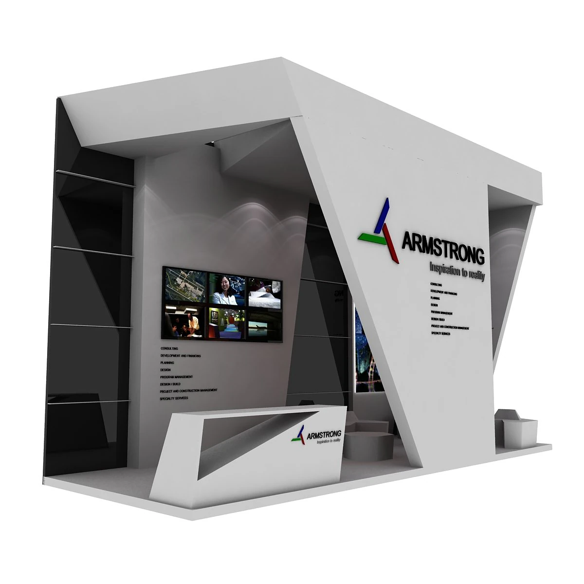 armstrong exhibition booth 3D Model .c4d .max .obj .3ds .fbx .stl .blend