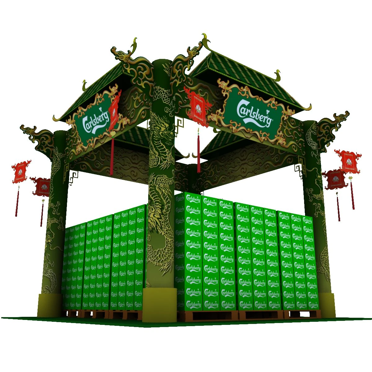 calsberg dragon exhibition booth 3D Model .c4d .max .obj .3ds .fbx .stl .blend 