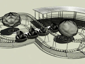 family roller coaster ride 3D Model