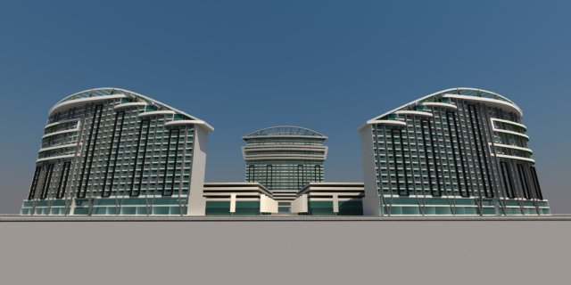 resort hotel Model 3D .c4d .max .obj .3ds .fbx .stl .blend 