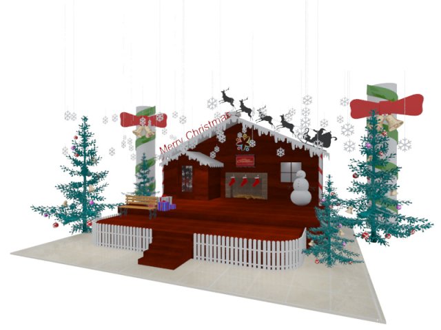 christmas stage exhibition booth Model 3D .c4d .max .obj .3ds .fbx .stl .blend 