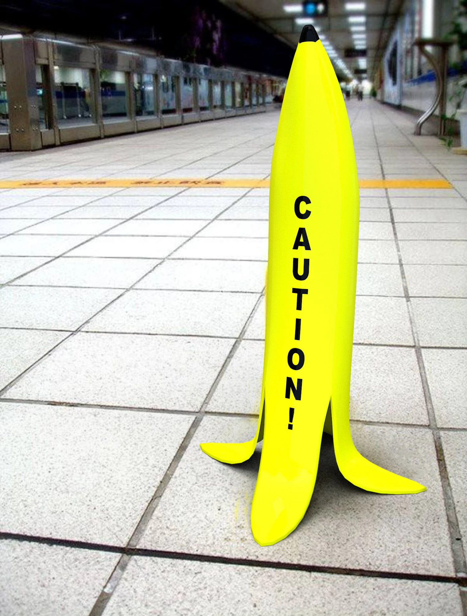 Banana wet sign caution 3D Model .c4d .max .obj .3ds .fbx .stl .blend 