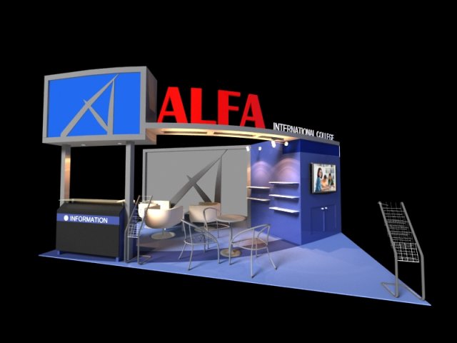 alfa international college 3 x 6 booth Modelo 3D .c4d .max .obj .3ds .fbx .stl .blend