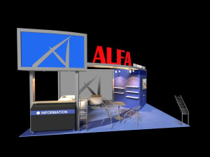 alfa international college 3 x 6 booth Modelo 3D
