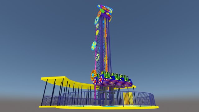 Jumping Frog Drop Tower Rides 3D Model .c4d .max .obj .3ds .fbx .stl .blend 