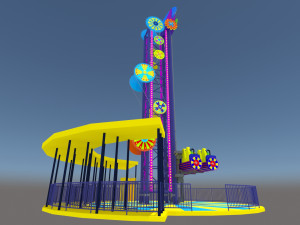 Jumping Frog Drop Tower Rides 3D Model