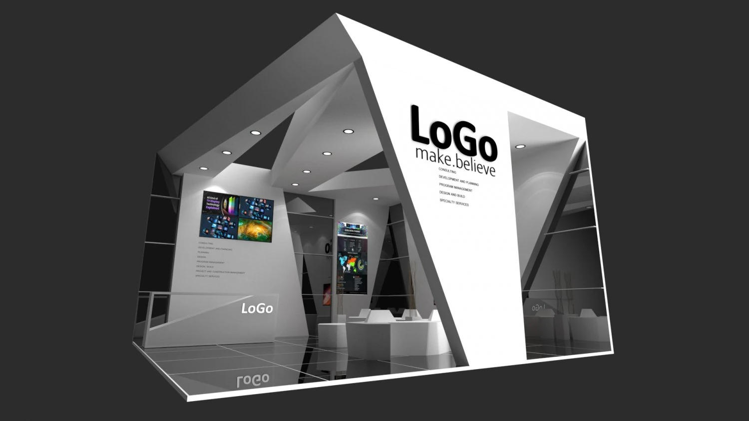 6 x 6 exhibition booth 3D Model .c4d .max .obj .3ds .fbx .stl .blend 