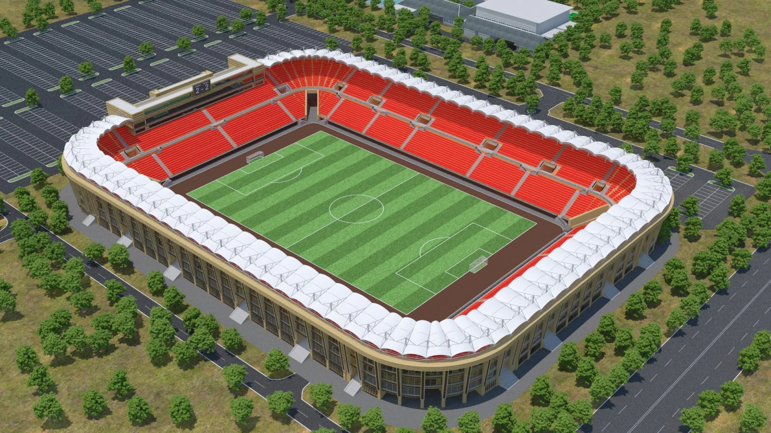 Football stadium low poly model 3D Model .c4d .max .obj .3ds .fbx .stl .blend