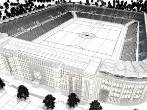 Football stadium low poly model Model 3D