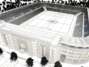 Football stadium low poly model 3D Model
