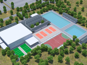 Football stadium low poly model Model 3D