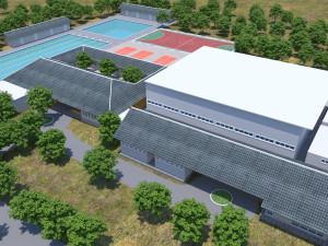 Football stadium low poly model Model 3D