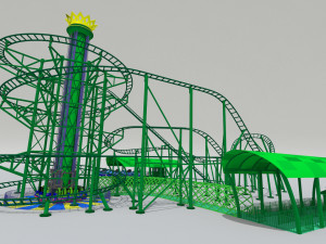 Roller Coaster Drop Tower Rides Modelo 3D